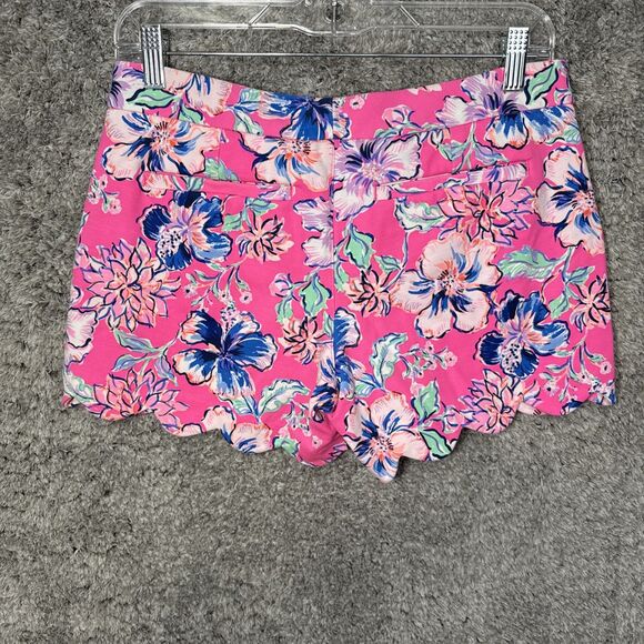 LILLY PULITZER Knit Buttercup Shorts  "LAST BUD NOT LEAST"  Size 2 Pink Floral - Picture 6 of 13